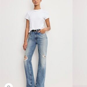 Good American Light Blue Distressed Flare Jeans